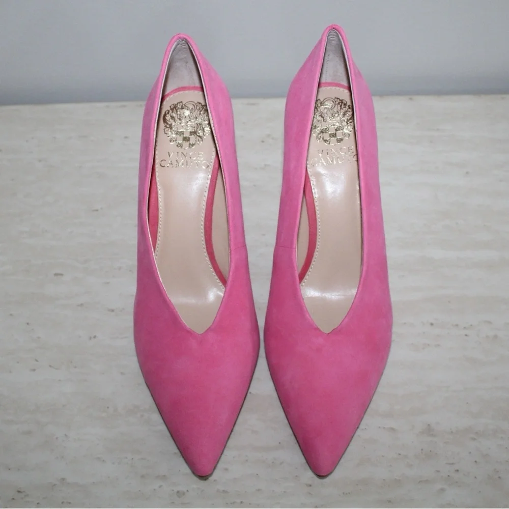 Vince Camuto Ankia Soft Pink Suede Pump Heels - Picture 12 of 16